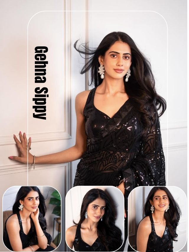 Gehna Sippy Dazzles in Black Saree Look
