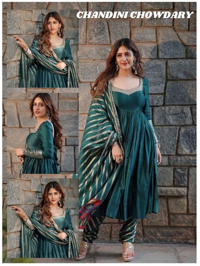 Chandini Chowdary Radiates Grace in Teal Ethnic Ensemble