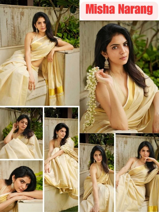 Misha Narang Stuns in Elegant Ivory Saree
