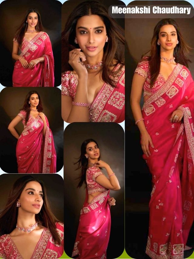 Meenakshi Chaudhary Stuns in a Pink Saree