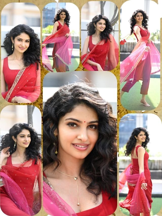 Manasa Varanasi in a vibrant red ensemble offers a perfect blend of elegance and traditional charm.