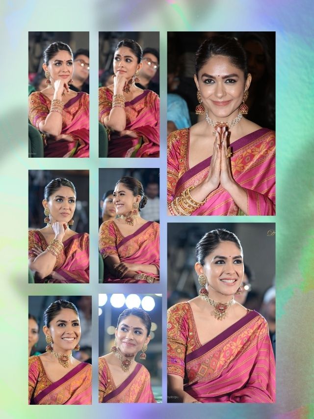 Mrunal Thakur stuns in a vibrant pink silk saree