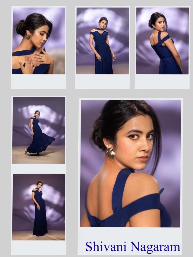 Shivani Nagaram continues to captivate her audience, this time stunning in a series of elegant midnight blue portraits.