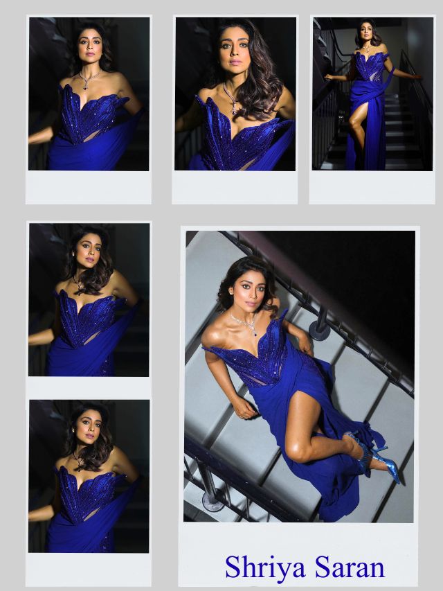 Shriya Saran: Timeless Glamour in Blue 💙 A stunning blend of elegance and confidence.