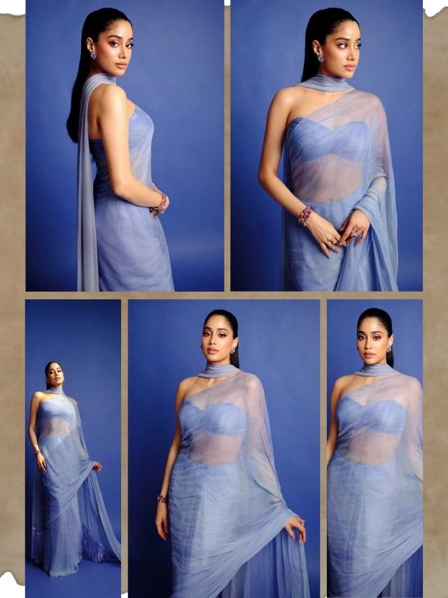 Janhvi Kapoor Turns Heads In Ethereal Blue Saree Look