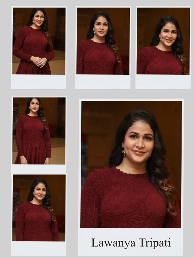 Lavanya Tripathi stuns in a deep maroon outfit, blending elegance with effortless charm.