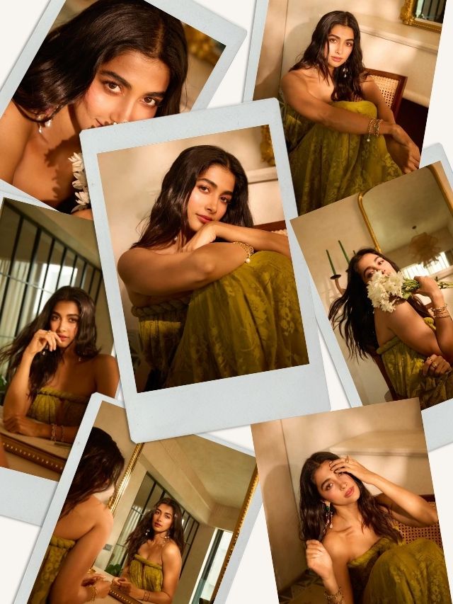 Pooja Hegde Radiates Vintage Glam In Dreamy Olive Look