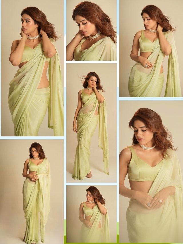 Shraddha Das Stuns in Elegant Green Saree Grace, glamour & timeless charm ✨