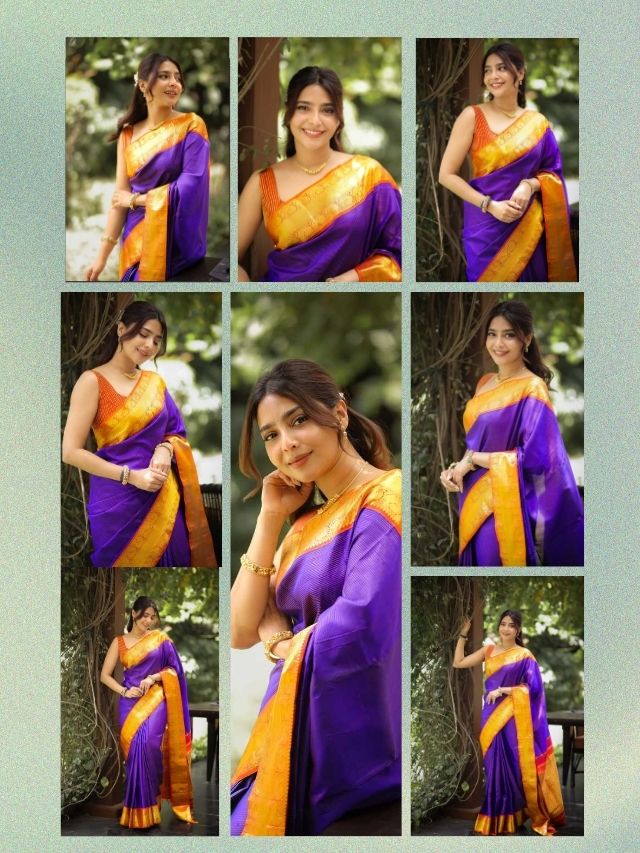 Aishwarya Lekshmi Stuns in a Regal Purple Silk Saree