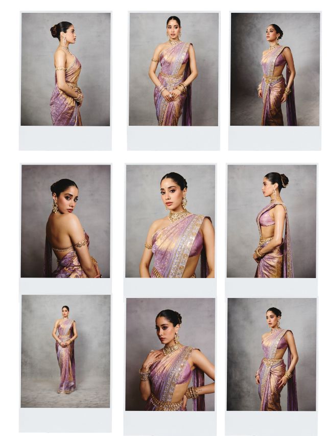 Janhvi Kapoor Stuns in a Regal Lavender Saree