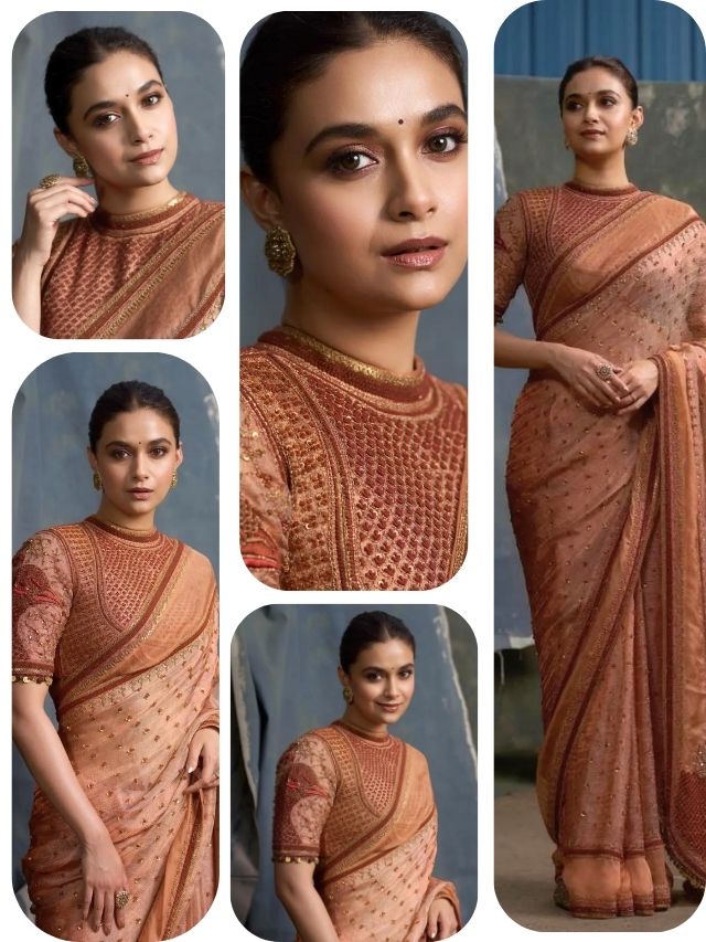 Keerthy Suresh Stuns in an Elegant Peach Saree