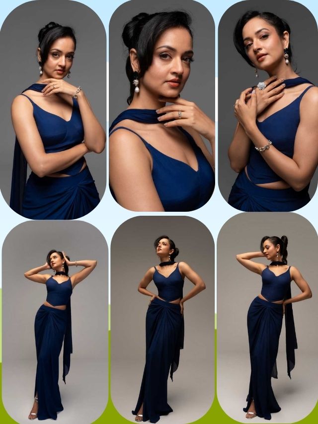 Shanvi Srivastava Stuns in an Elegant Midnight Blue Saree