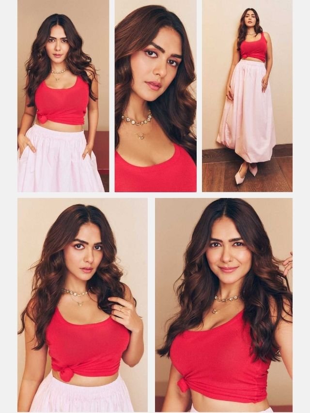 Mrunal Thakur’s Stunning Red & Pink Look ❤️✨