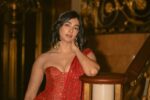  Pooja Hegde Stuns in a Modern Crimson Saree