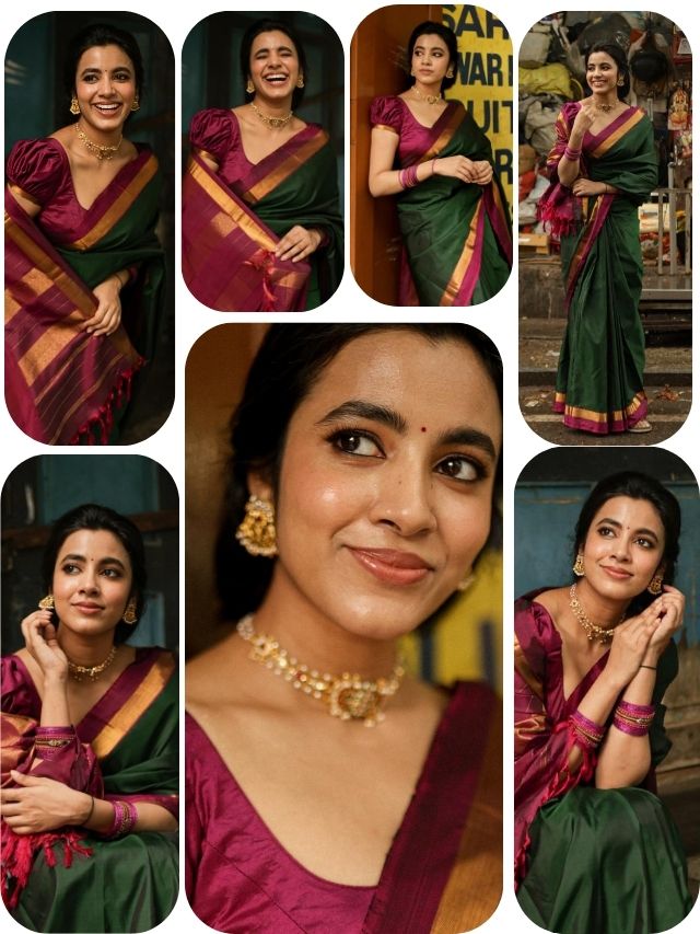 Shivani Nagaram Stuns in a Traditional Green Saree