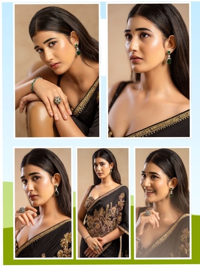 Amrutha Chowdary Stuns in Royal Black Saree