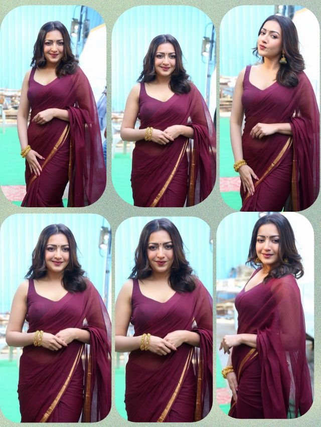 Catherine Tresa’s Regal Wine Saree Glam