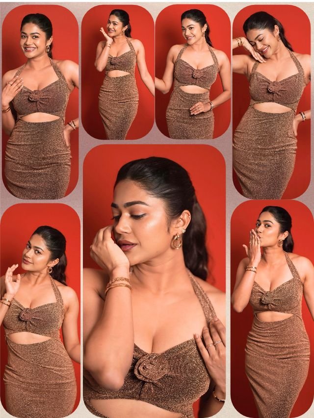 Payal Radhakrishna Dazzles in Shimmery Bronze Cut-Out Ensemble