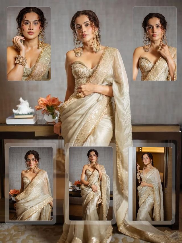 Taapsee Pannu Casts a Royal Spell in an Ethereal Ivory Corset Saree